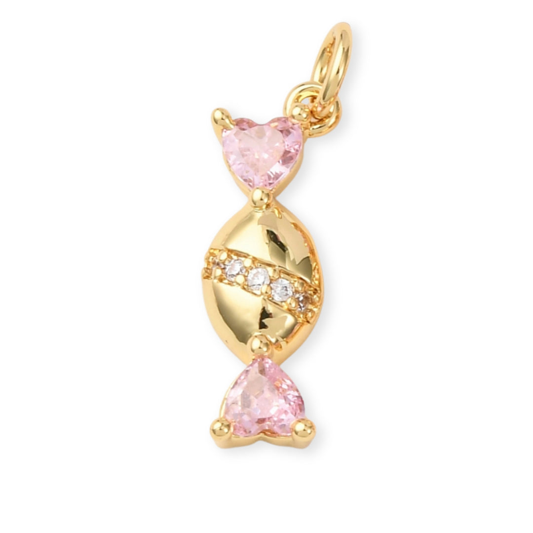 Dije de dulce de chapa de oro con zirconia