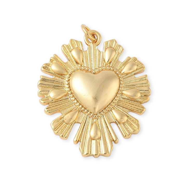 Dije de Sagrado Corazón de Jesús de chapa de oro