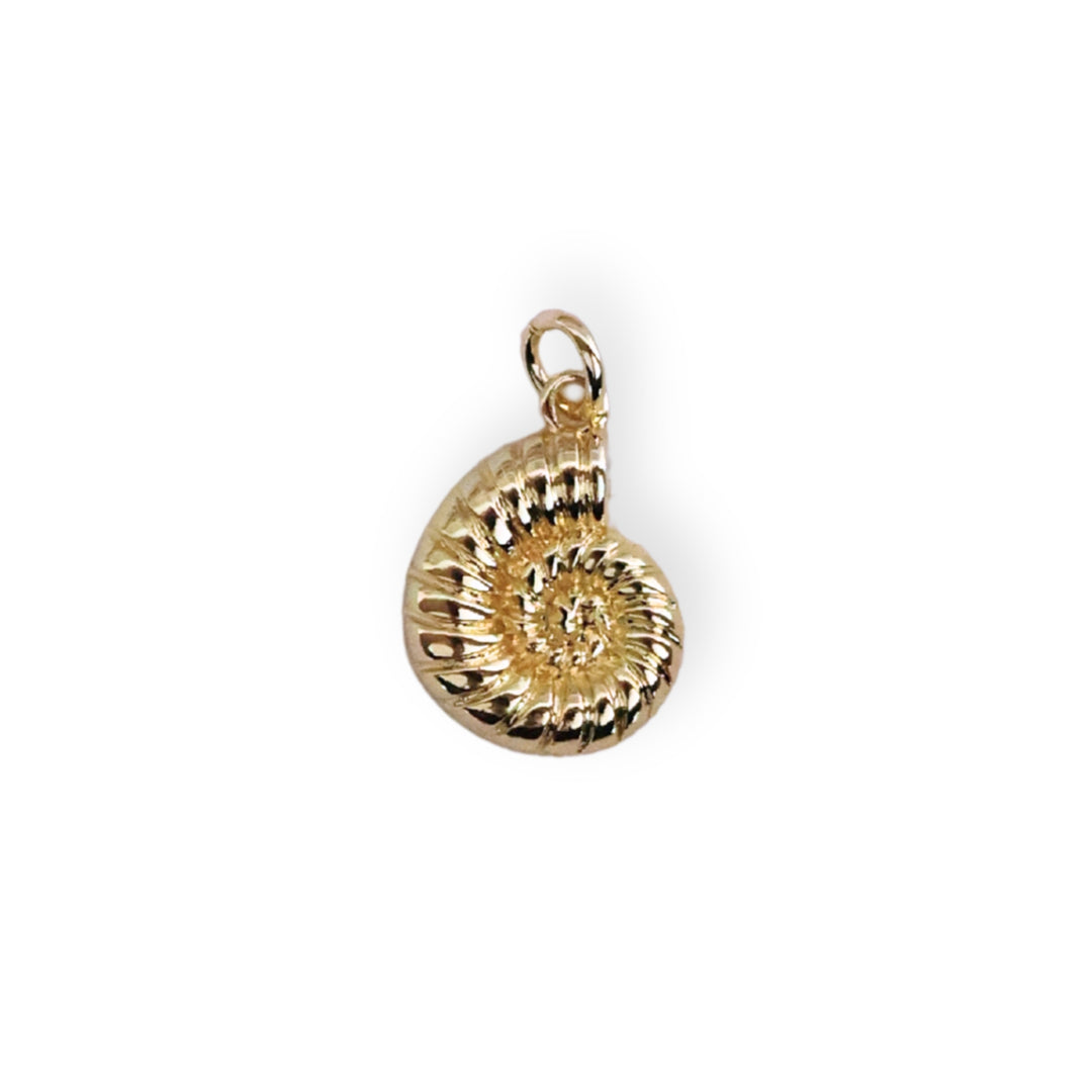 Dije caracol en chapa de oro con acabado brillante