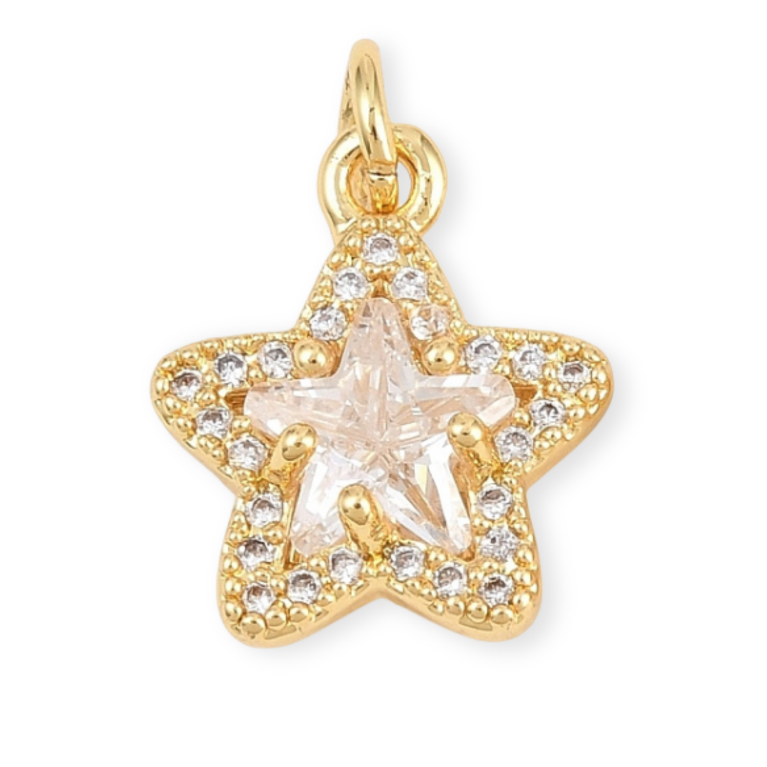 Dije de estrella de chapa de oro con zirconia