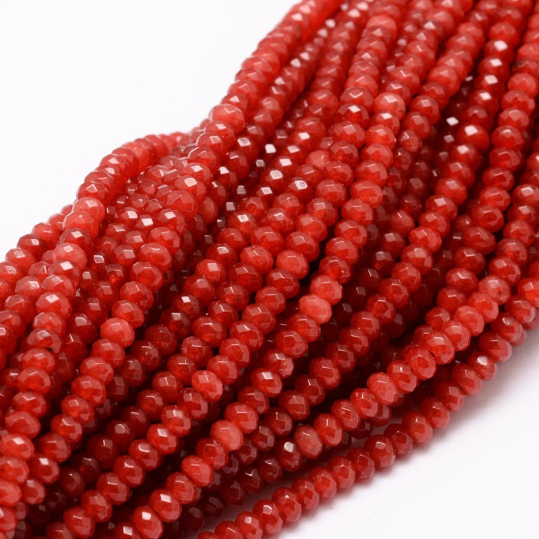 Tira de jade rondel facetado de 4 mm para joyería