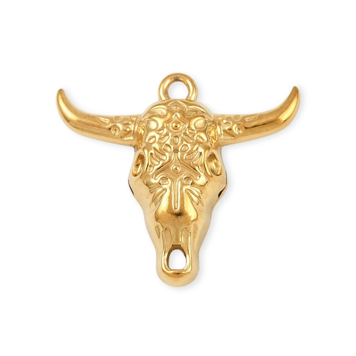 Dije de acero inoxidable en forma de cabeza de toro