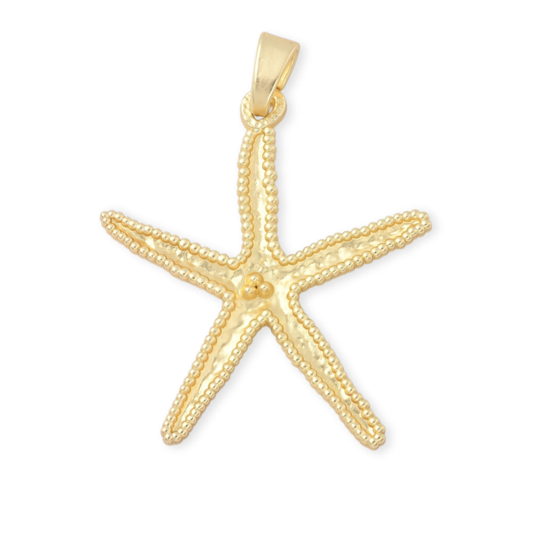 Dije estrella de mar grande en chapa de oro con acabado mate