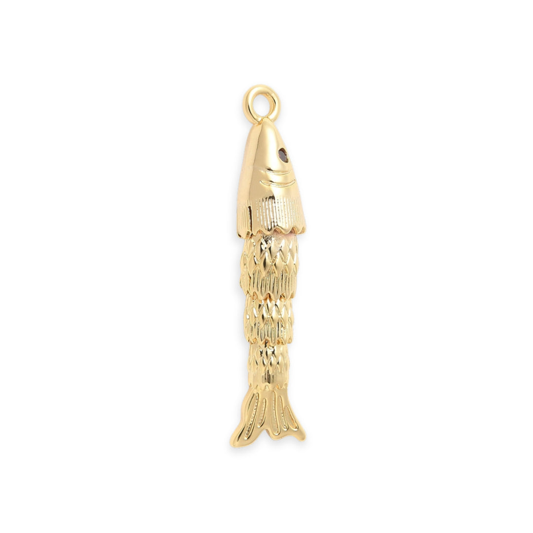 Dije de pez de chapa de oro con zirconia