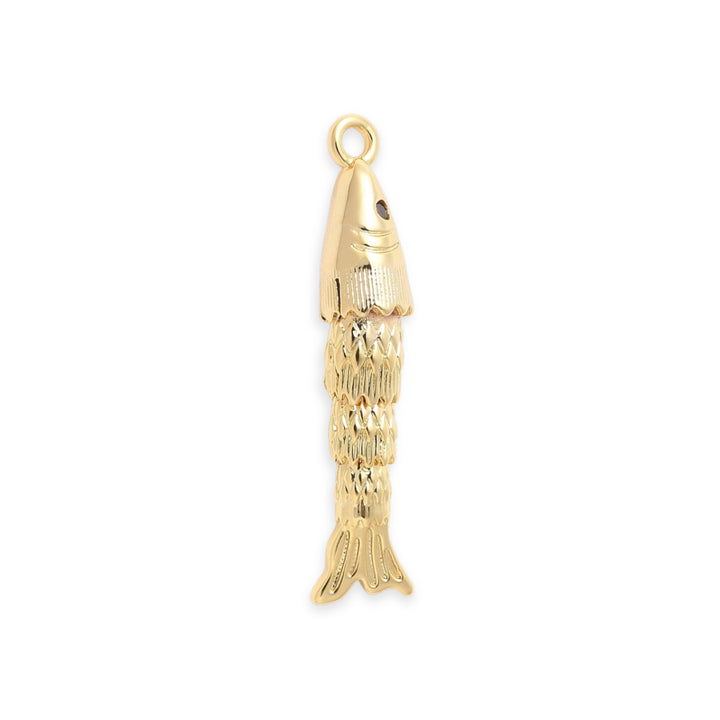 Dije de pez de chapa de oro con zirconia