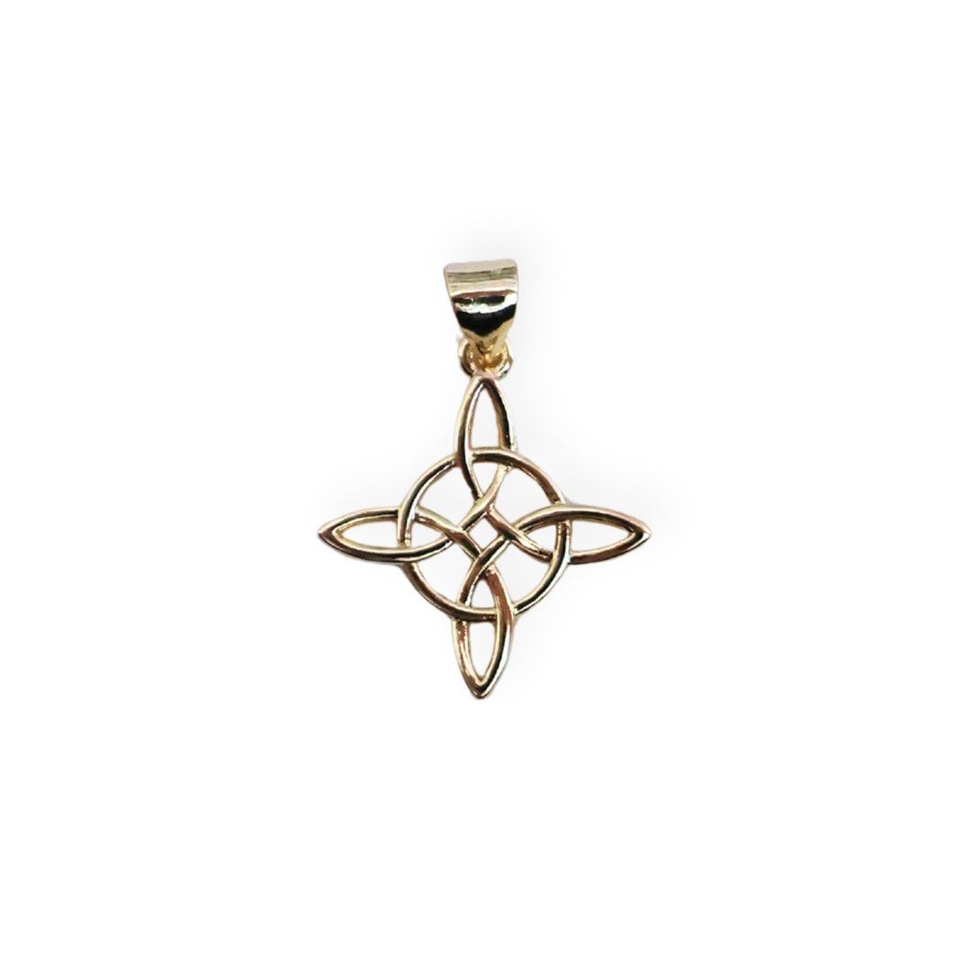 Dije en forma de nudo de bruja elaborado en chapa de oro