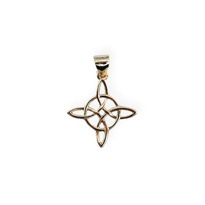 Dije en forma de nudo de bruja elaborado en chapa de oro