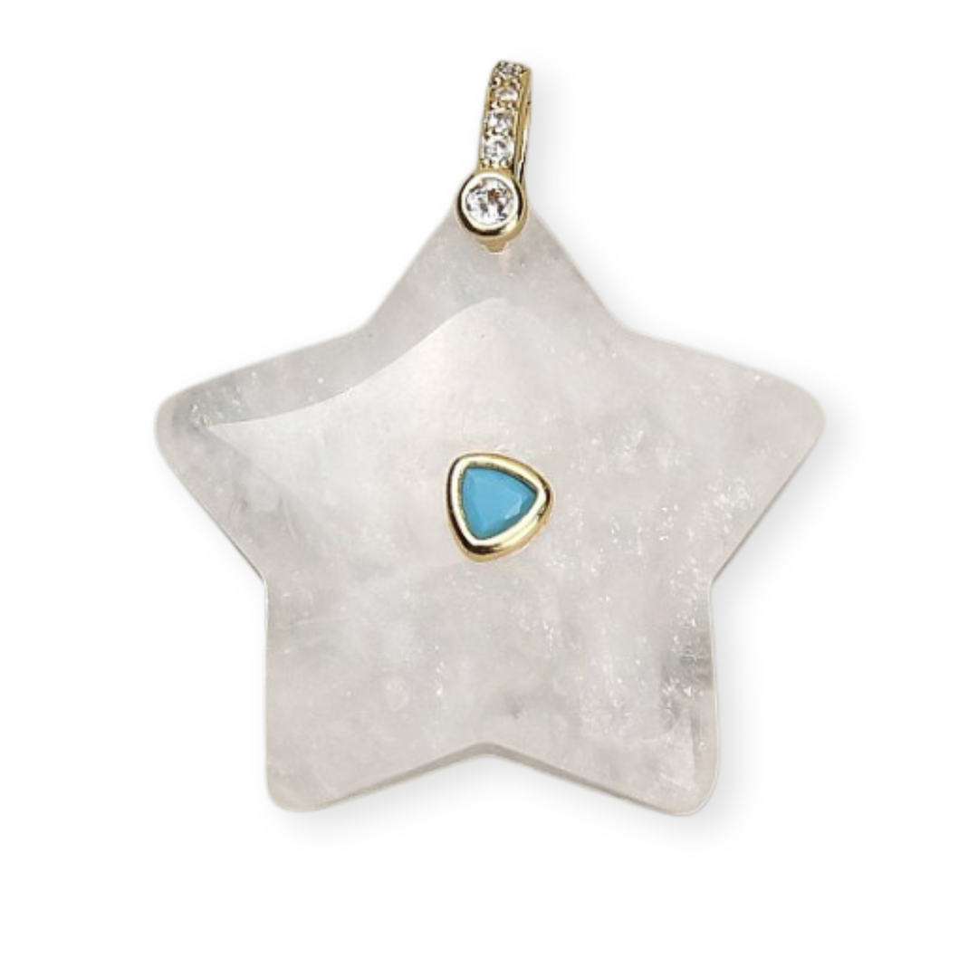 Dije de cuarzo natural en forma de estrella para joyería