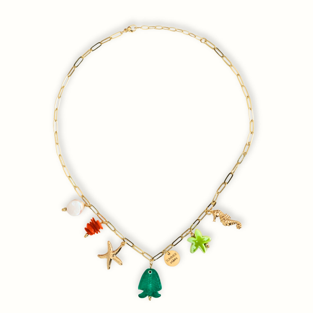 Collar Thalassa con estrella de mar verde y caballito de mar