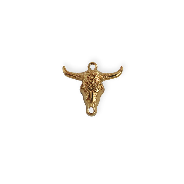 Dije de acero inoxidable en forma de cabeza de toro
