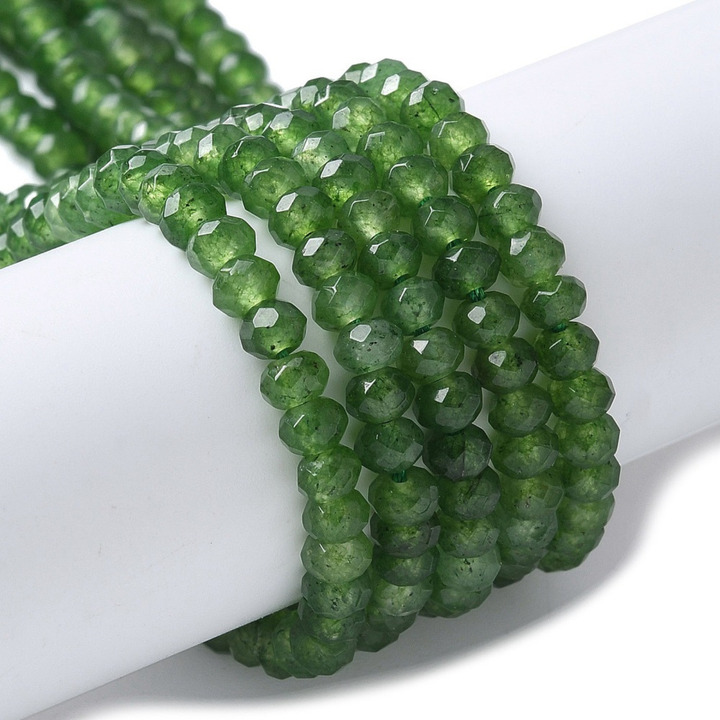 Tira de jade rondel facetado de 4 mm para joyería