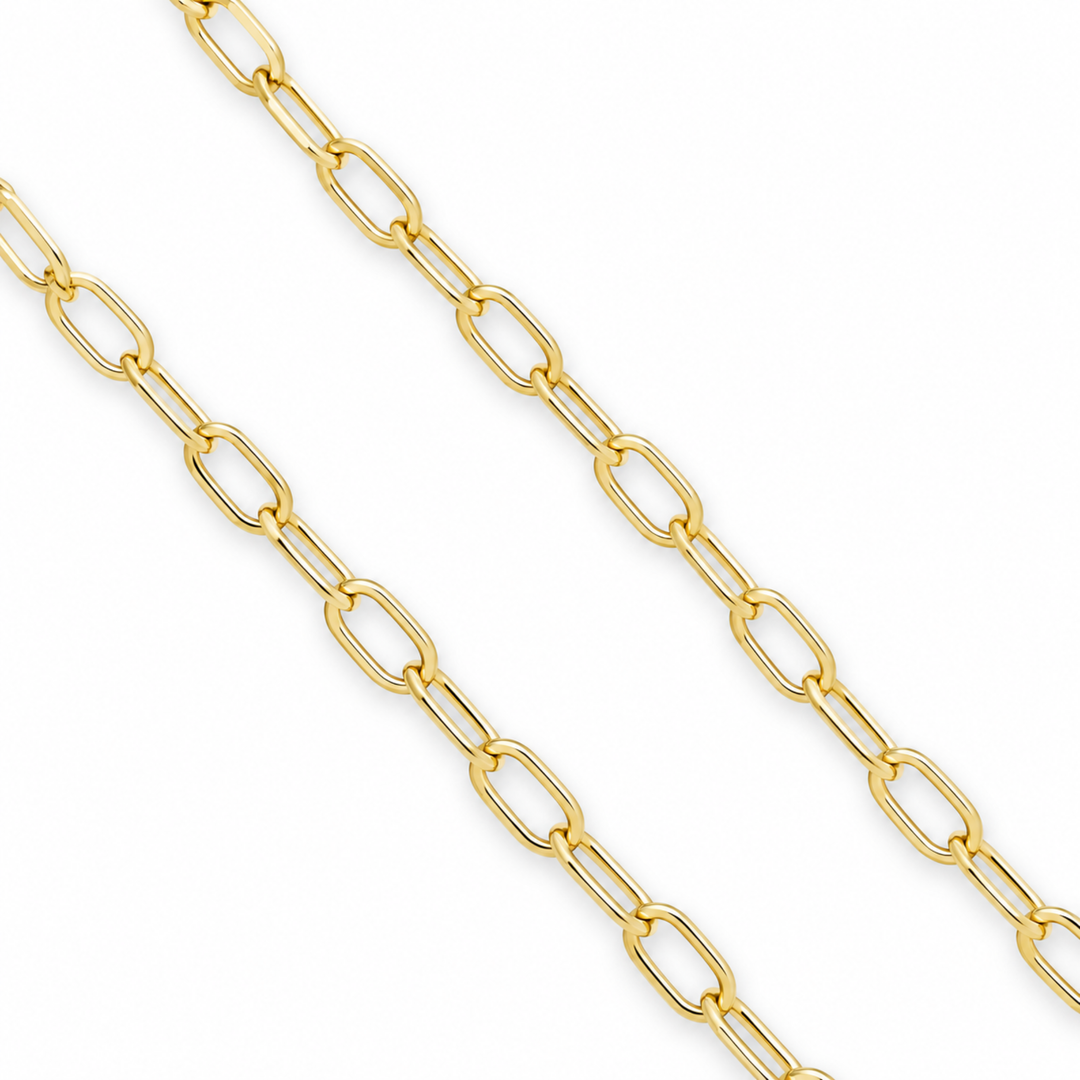 Cadena de chapa de oro con broche perico dorado