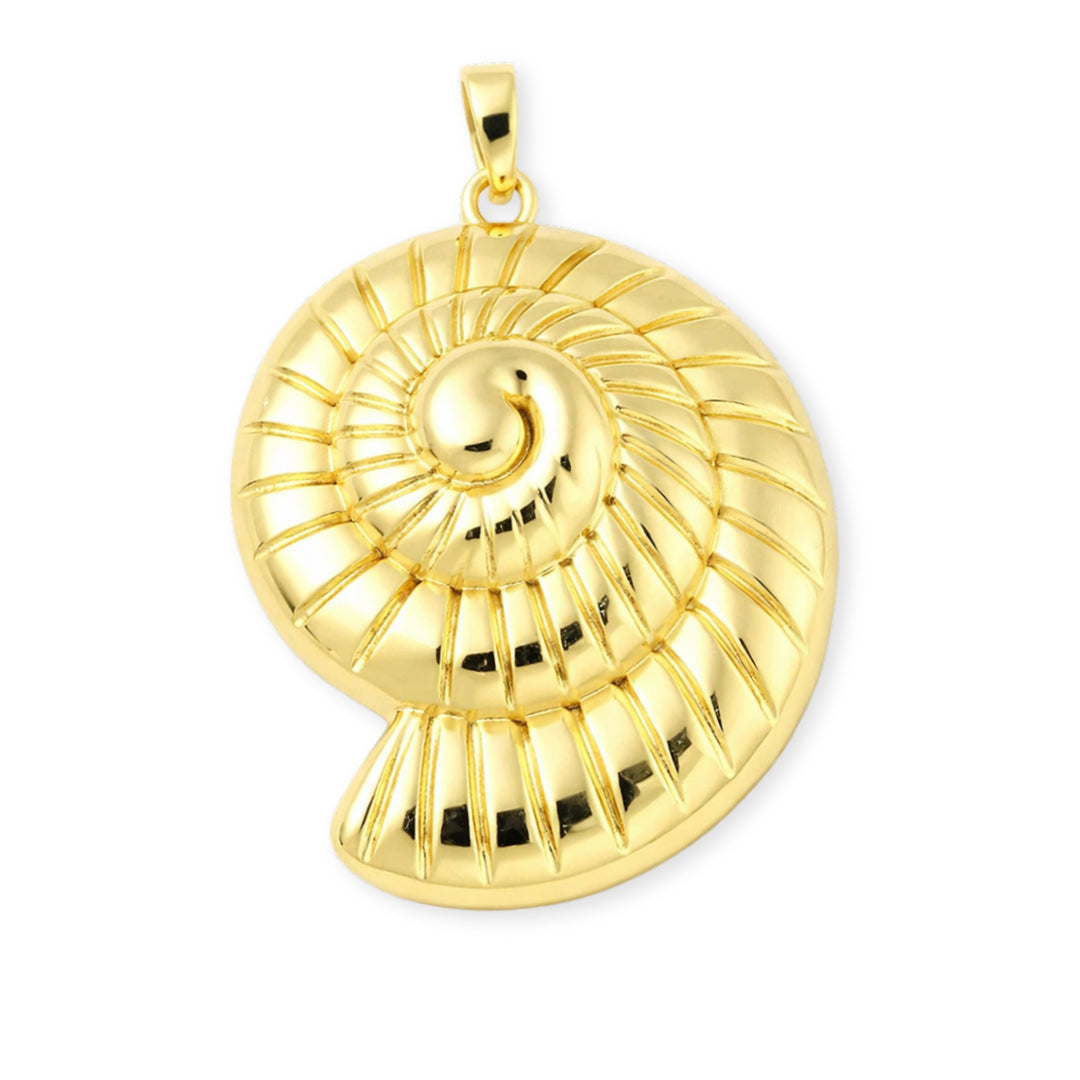 Dije en forma de caracol de chapa de oro brillante