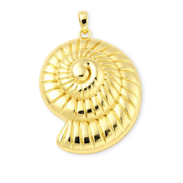 Dije en forma de caracol de chapa de oro brillante