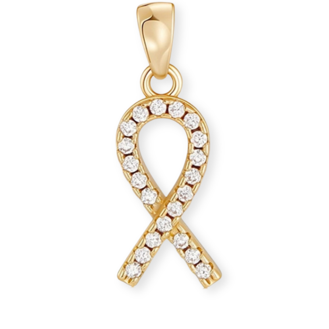 Dije de listón de chapa de oro con zirconia