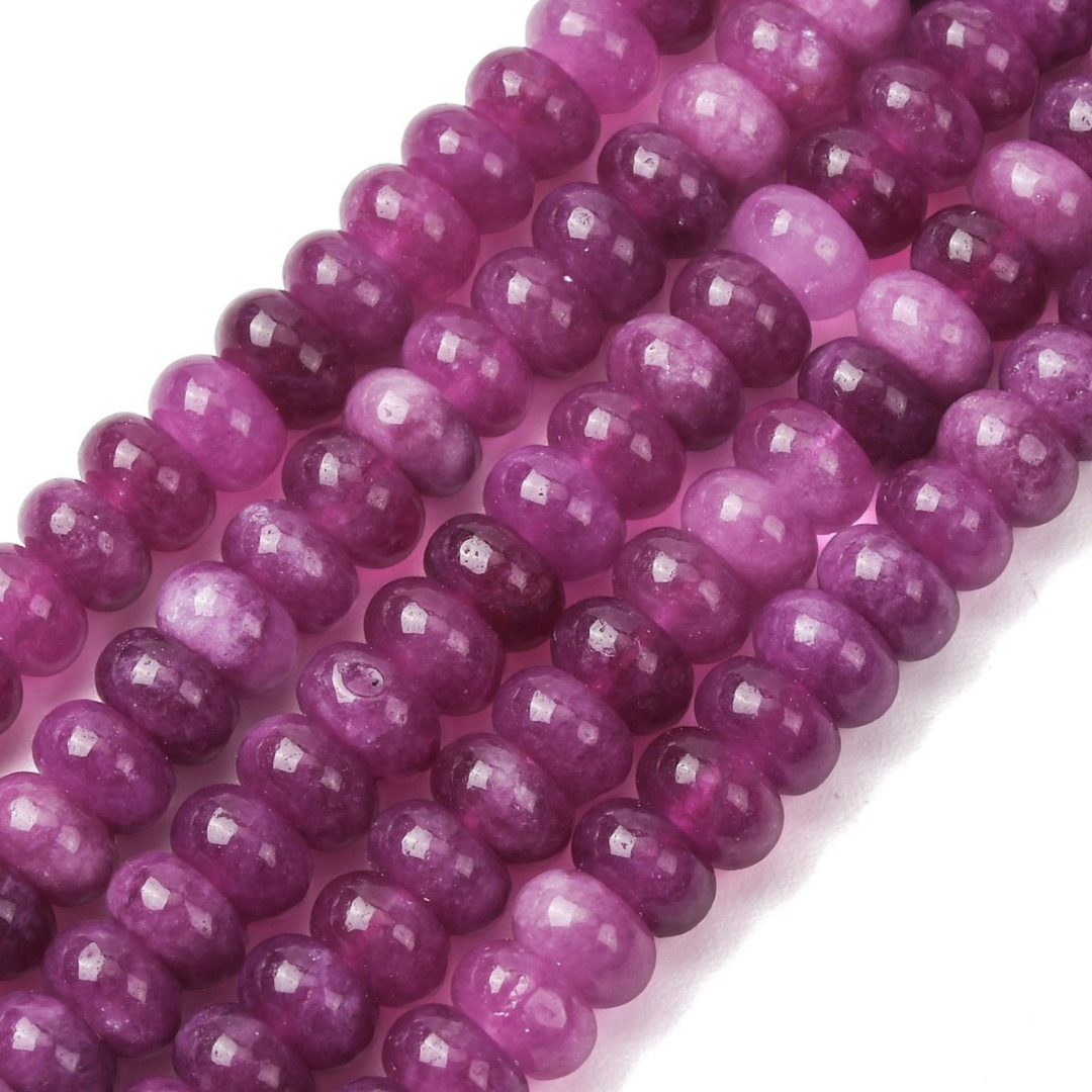 Tira de jade color morado de 8 mm para joyería