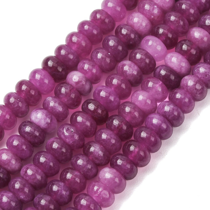 Tira de jade color morado de 8 mm para joyería