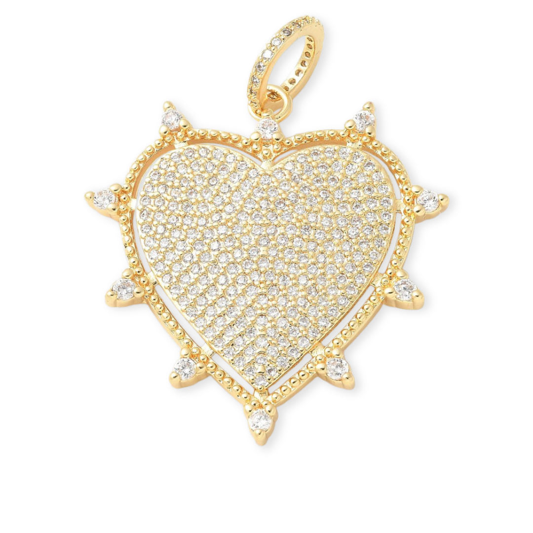 Dije de corazón de chapa de oro con zirconia