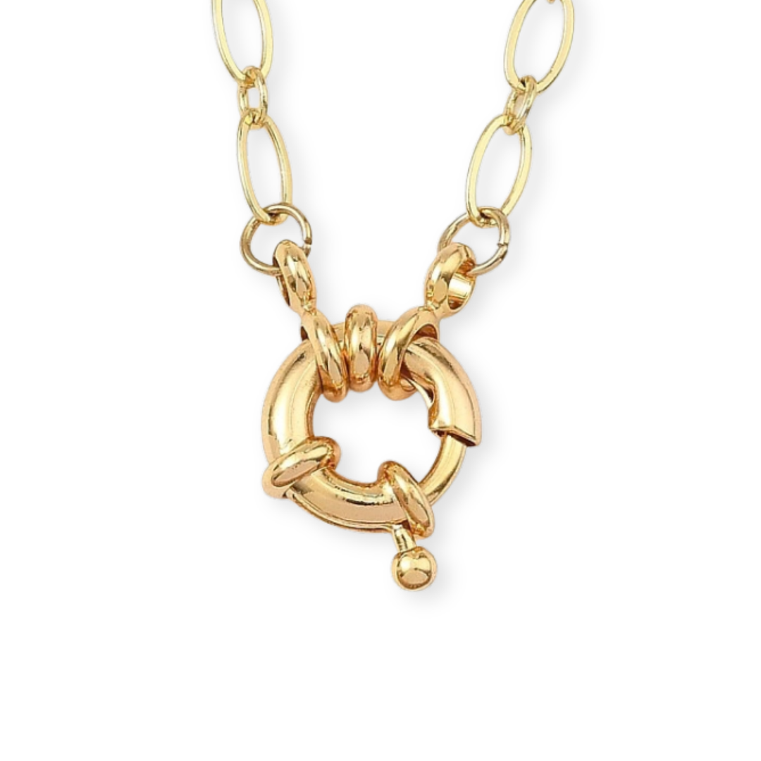 Cadena de chapa de oro con broche marinero dorado