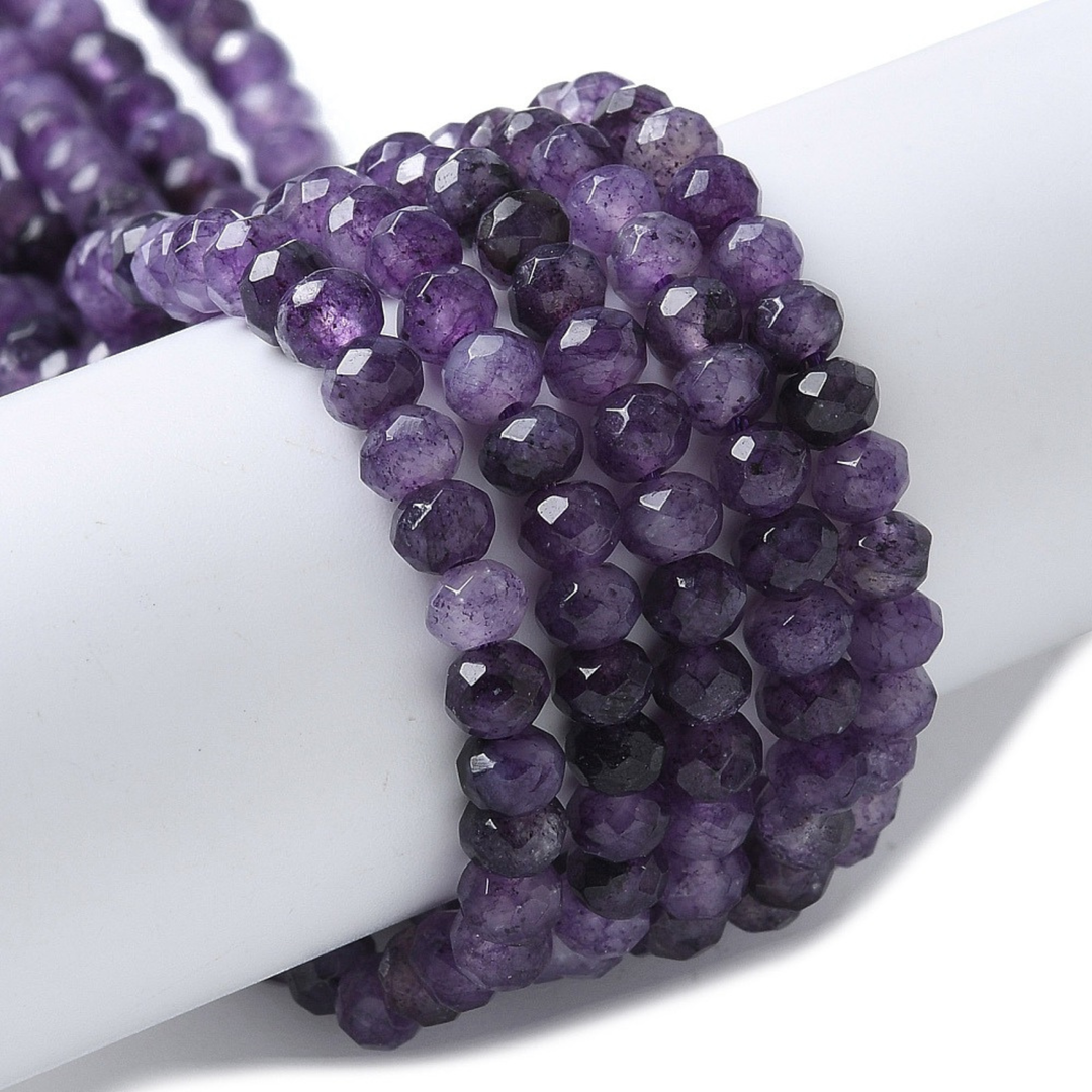 Tira de jade rondel facetado de 4 mm para joyería