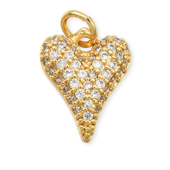 Dije en forma de corazón dorado con zirconia