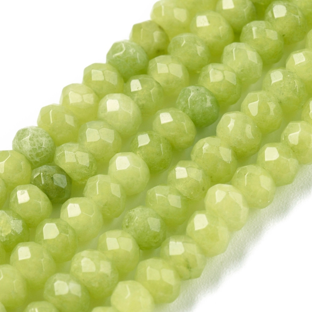 Tira de jade rondel facetado de 4 mm para joyería