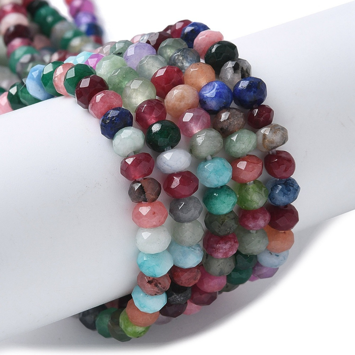 Tira de jade rondel facetado de 4 mm para joyería