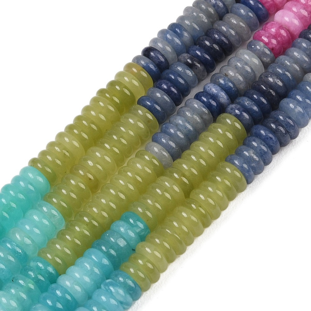 Tira de jade rondel natural de 6 mm para joyería