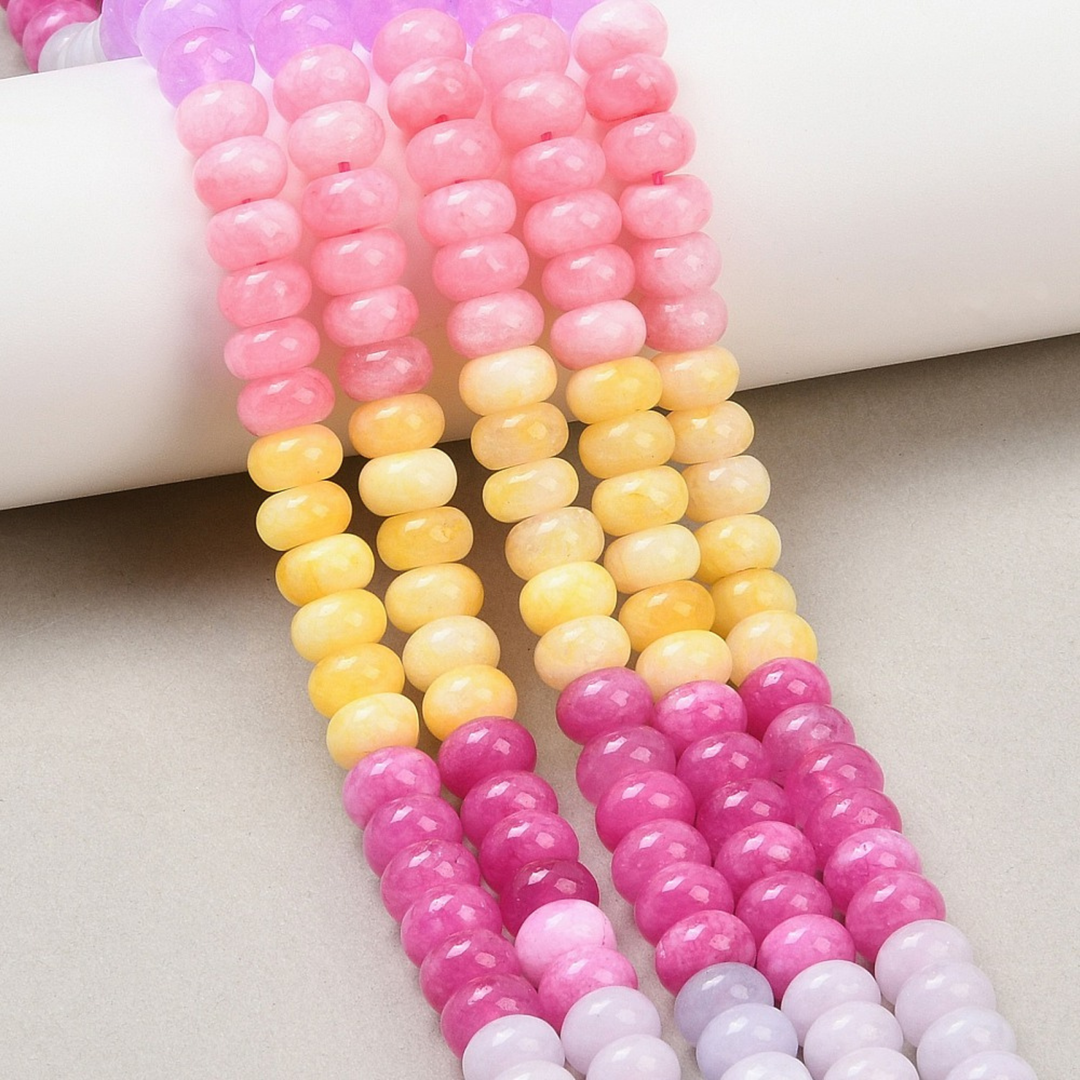 Tira de jade rondel natural de 8.5 mm para joyería