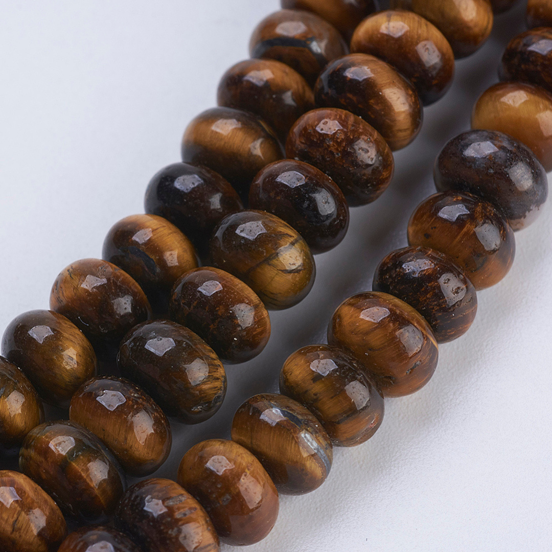 Tira de cuentas de ojo de tigre rondel de 6 mm para joyería