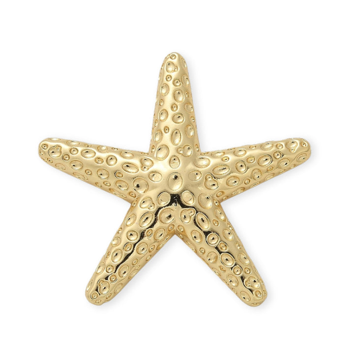 Dije de estrella de mar de chapa de oro con ojal en la parte trasera