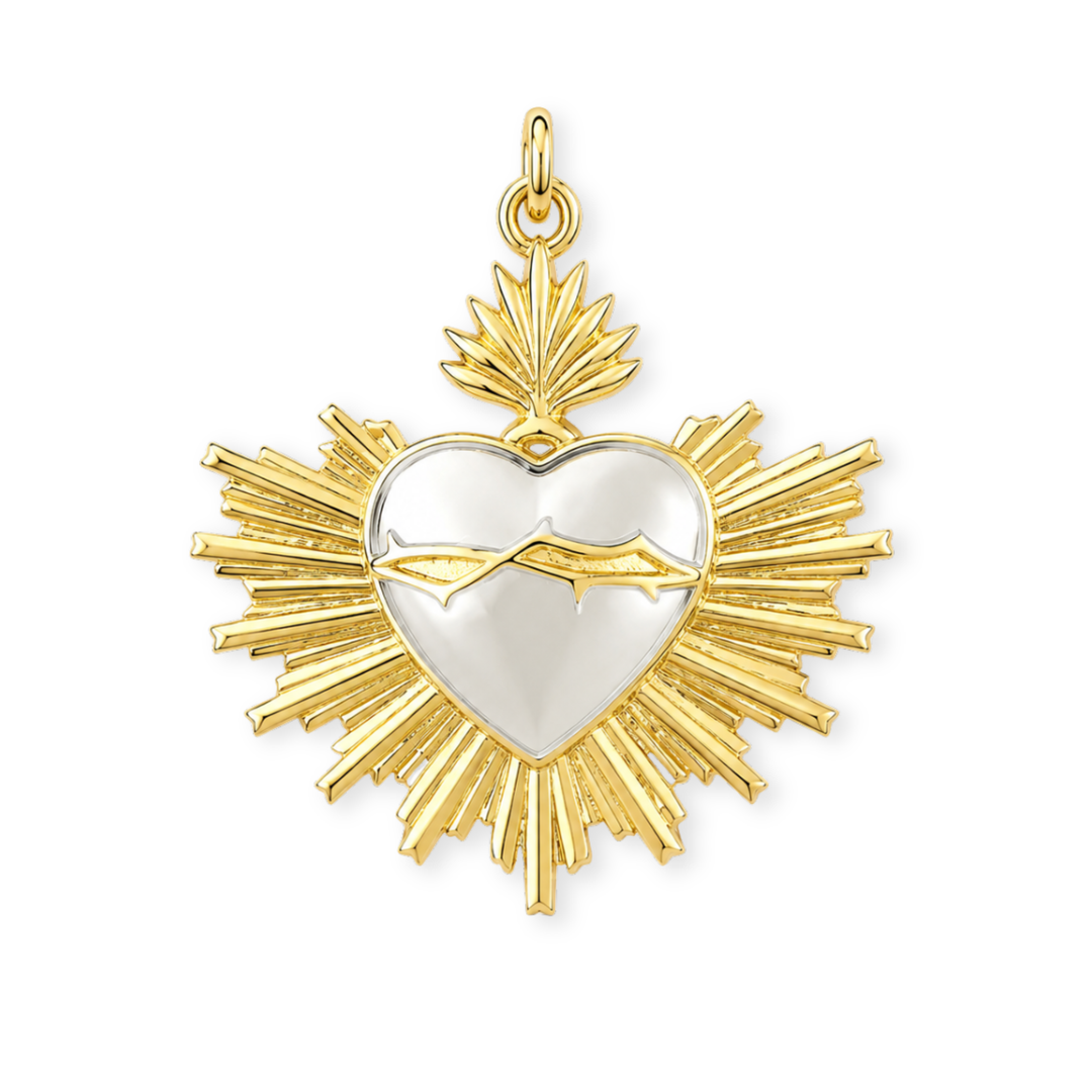 Dije de Sagrado Corazón de Jesús de chapa de oro