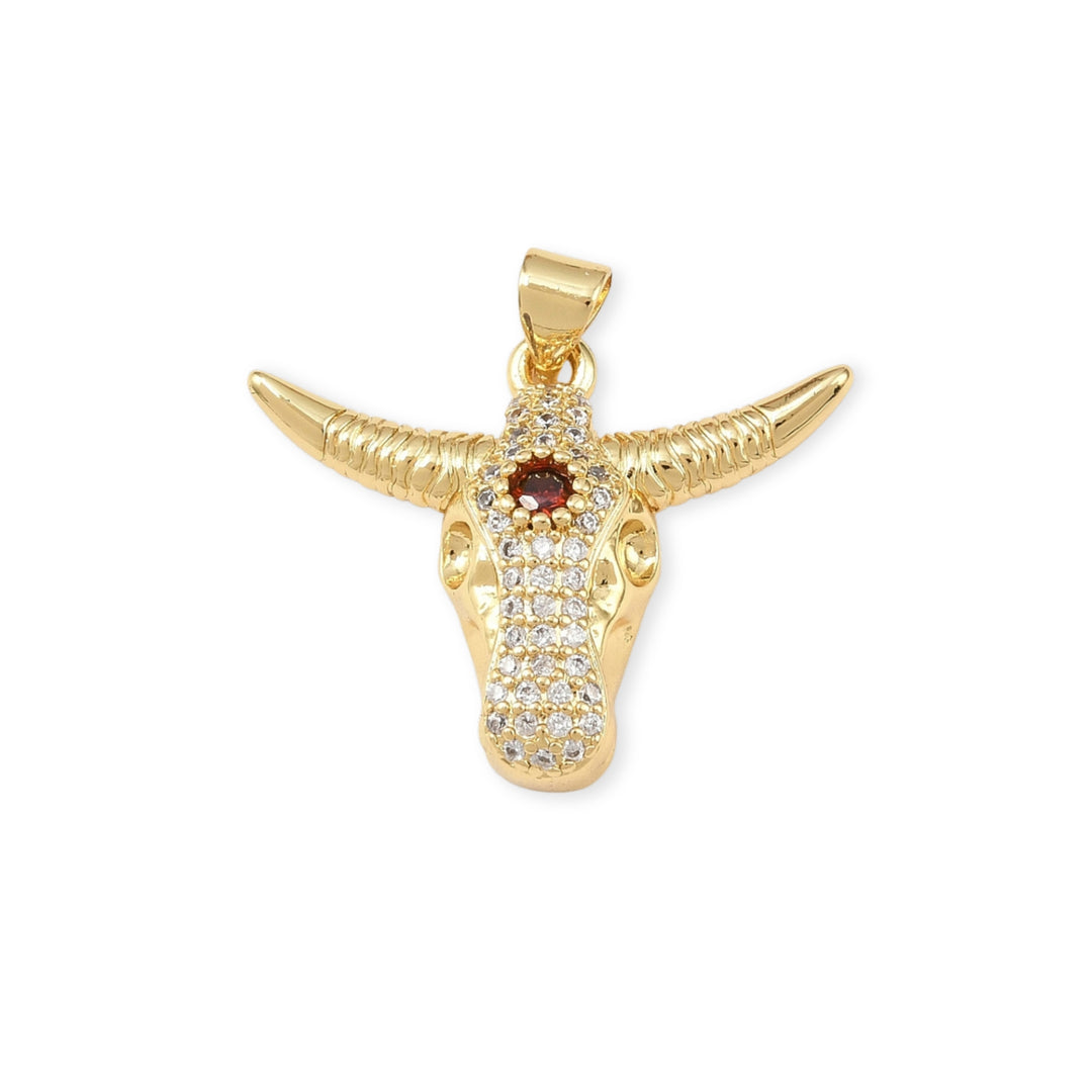 Dije de toro de chapa de oro con zirconia