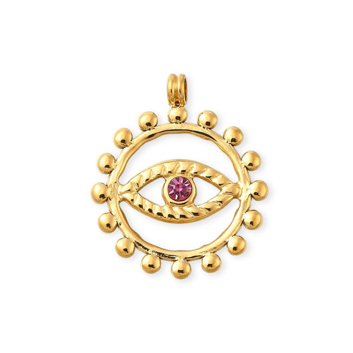 Dije de ojo de acero inoxidable con zirconia al centro