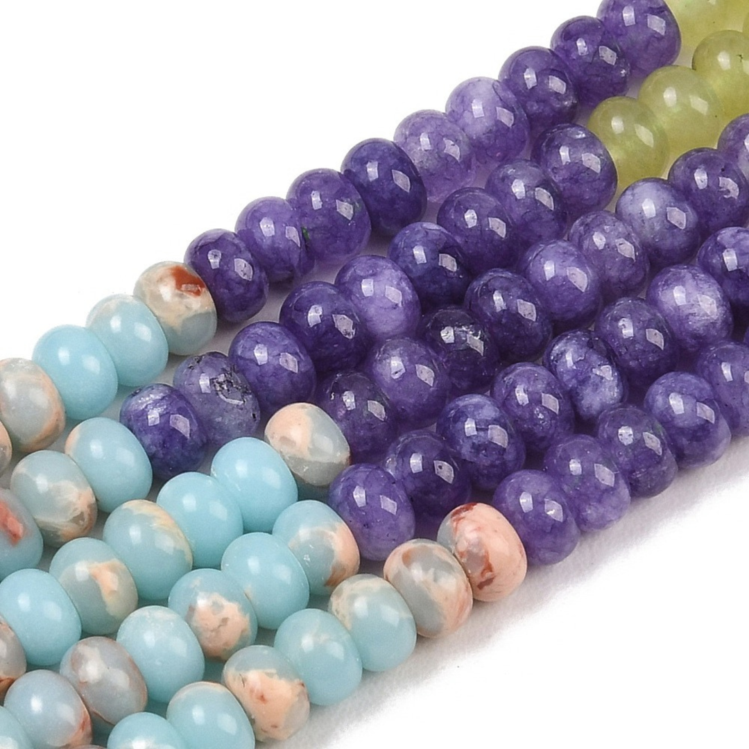 Tira de jade natural rondel de 6 mm con aproximadamente 95 cuentas