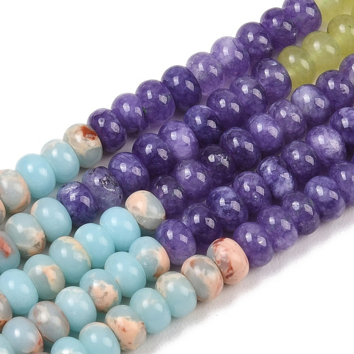 Tira de jade natural rondel de 6 mm con aproximadamente 95 cuentas