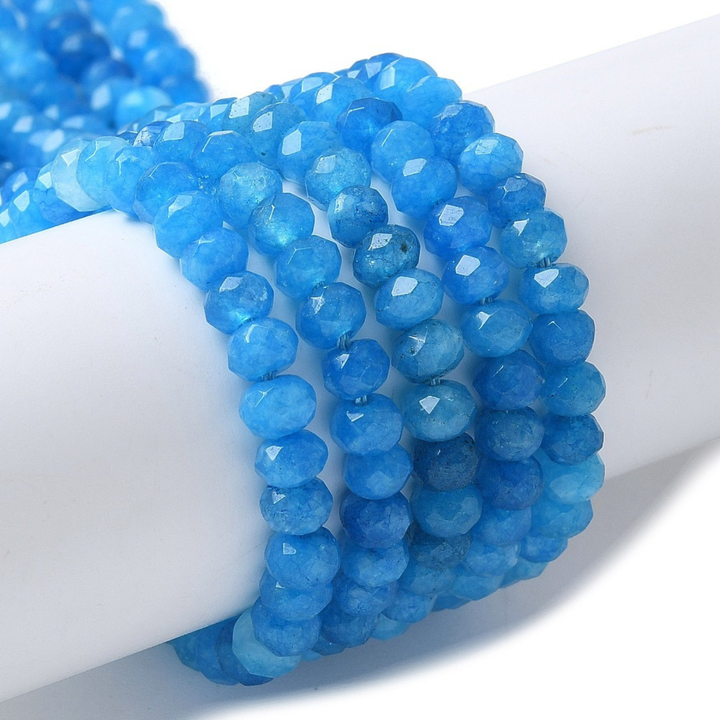 Tira de jade rondel facetado de 4 mm para joyería