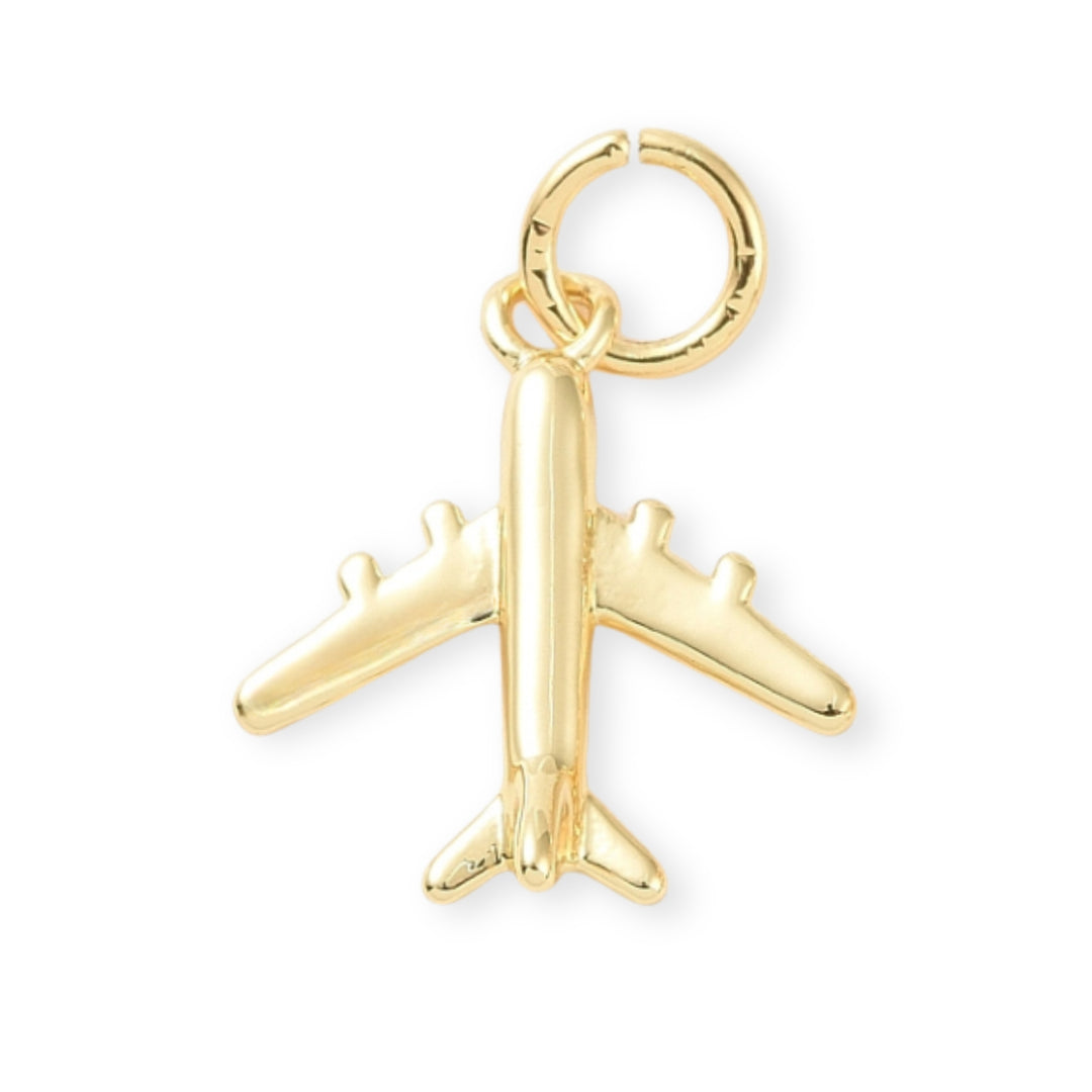 Dije de avión de chapa de oro