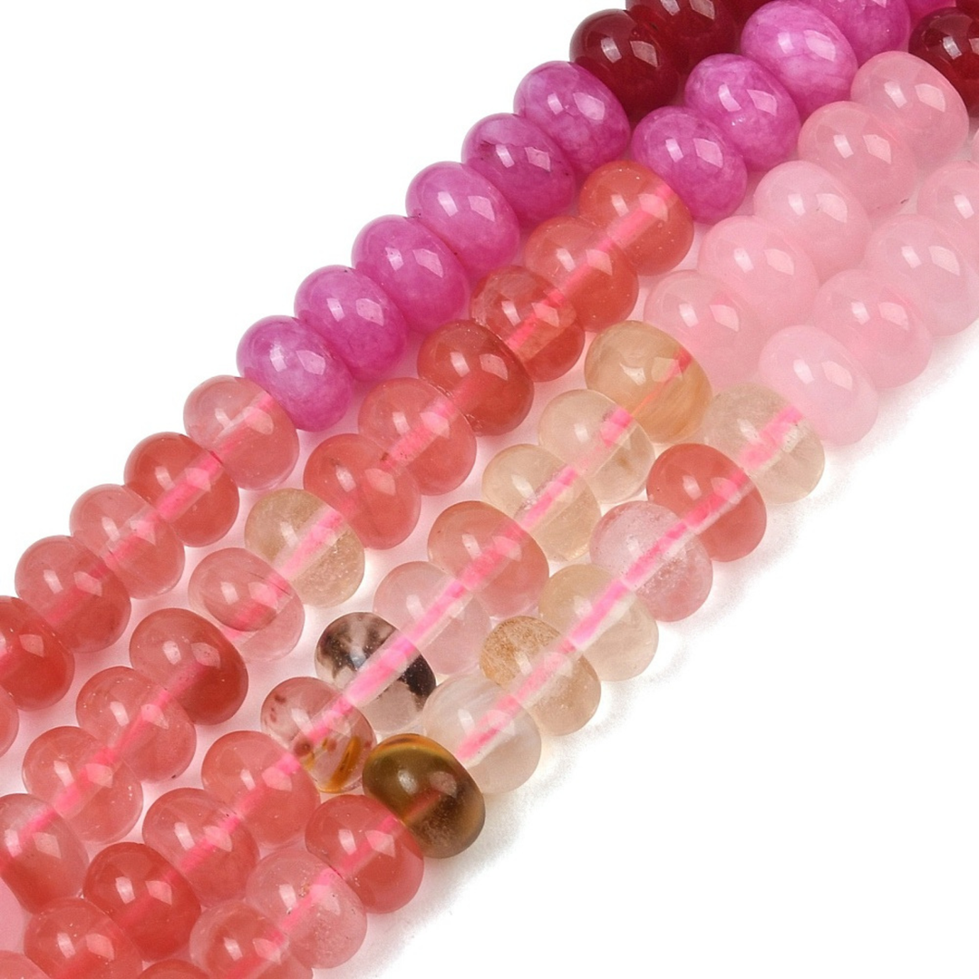 Tira de cuentas de jade y cuarzo cereza de 8 mm para joyería