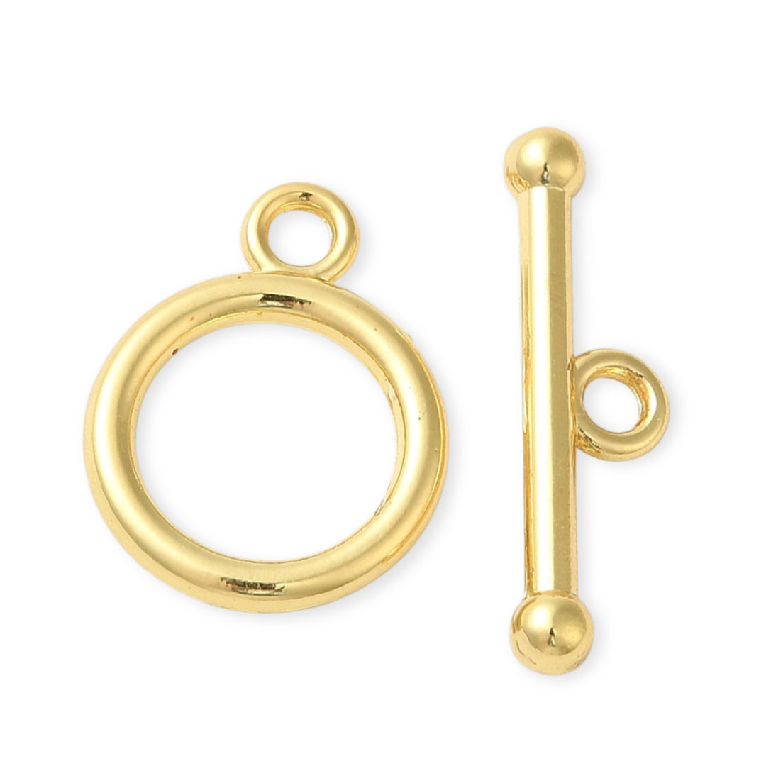 Broche tipo T de chapa de oro con barra y anillo