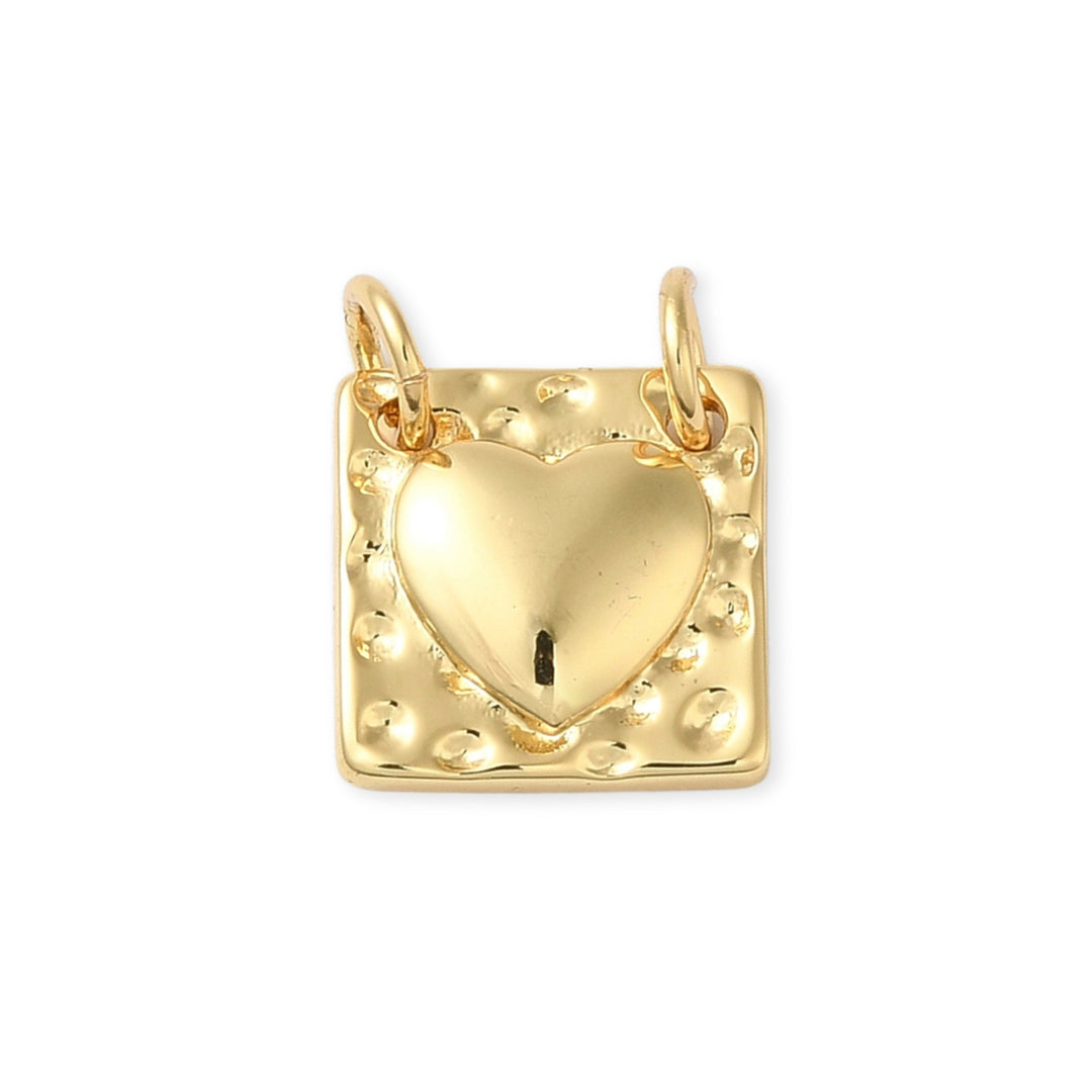 Dije cuadrado de corazón de chapa de oro