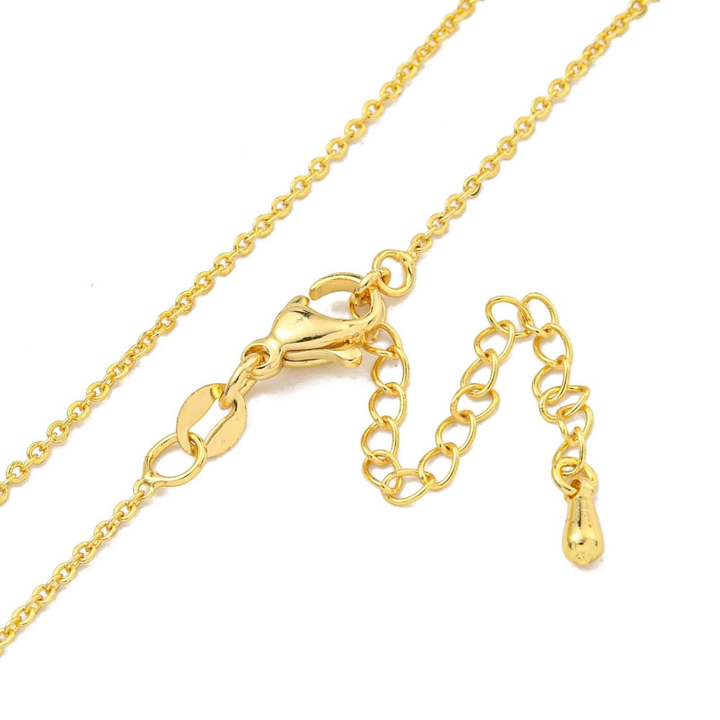 Cadena de chapa de oro de 45.4 cm con extensión y broche dorado