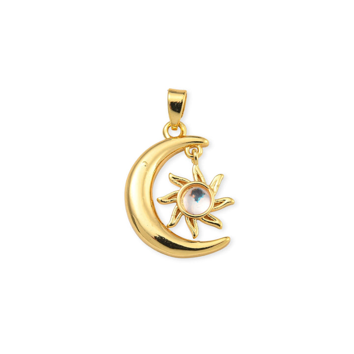 Dije de luna y sol de chapa de oro y resina