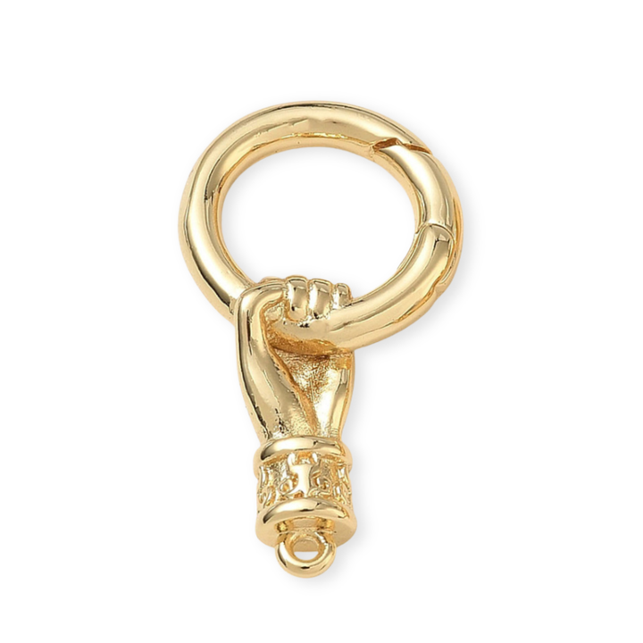 Broche de mano de chapa de oro con aro para joyería