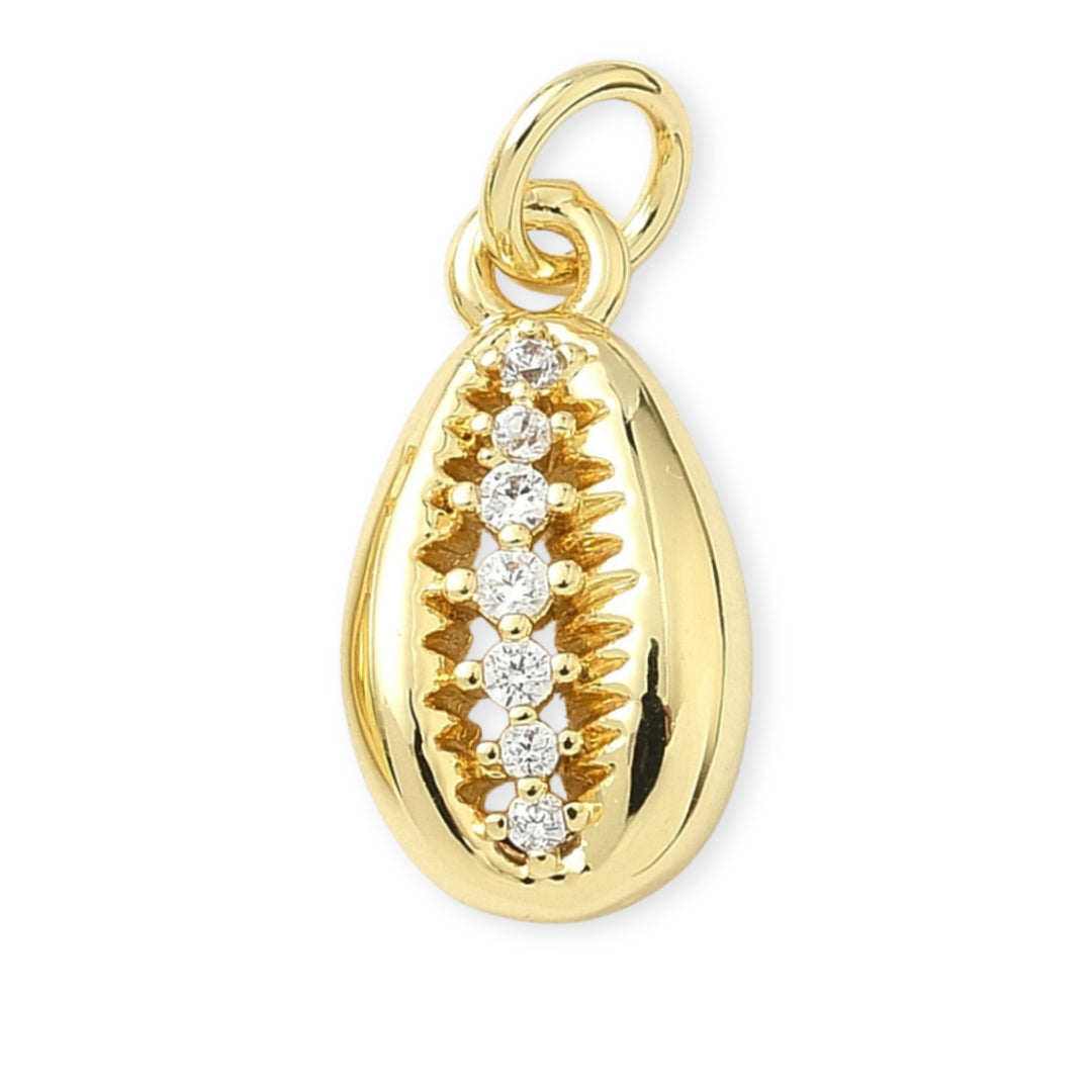 Dije caracol dorado en chapa de oro con zirconia