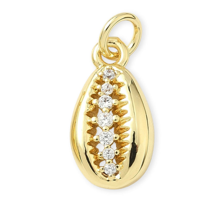 Dije caracol dorado en chapa de oro con zirconia