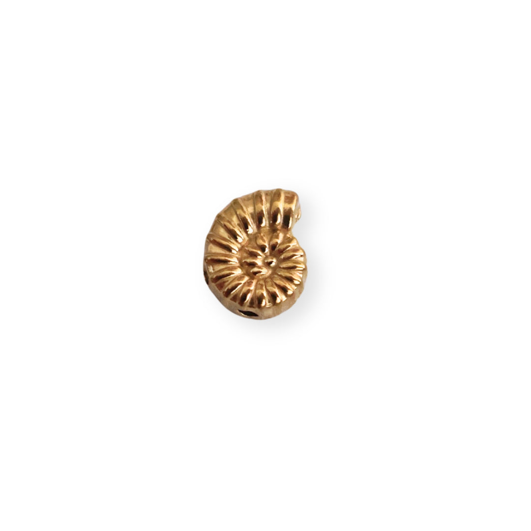 Separador en forma de caracol de acero inoxidable sobre fondo blanco