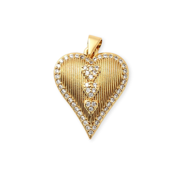 Dije de corazón de chapa de oro con zirconia
