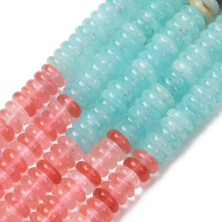 Tira de jade blanco, cuarzo cherry y aventurina verde para joyería