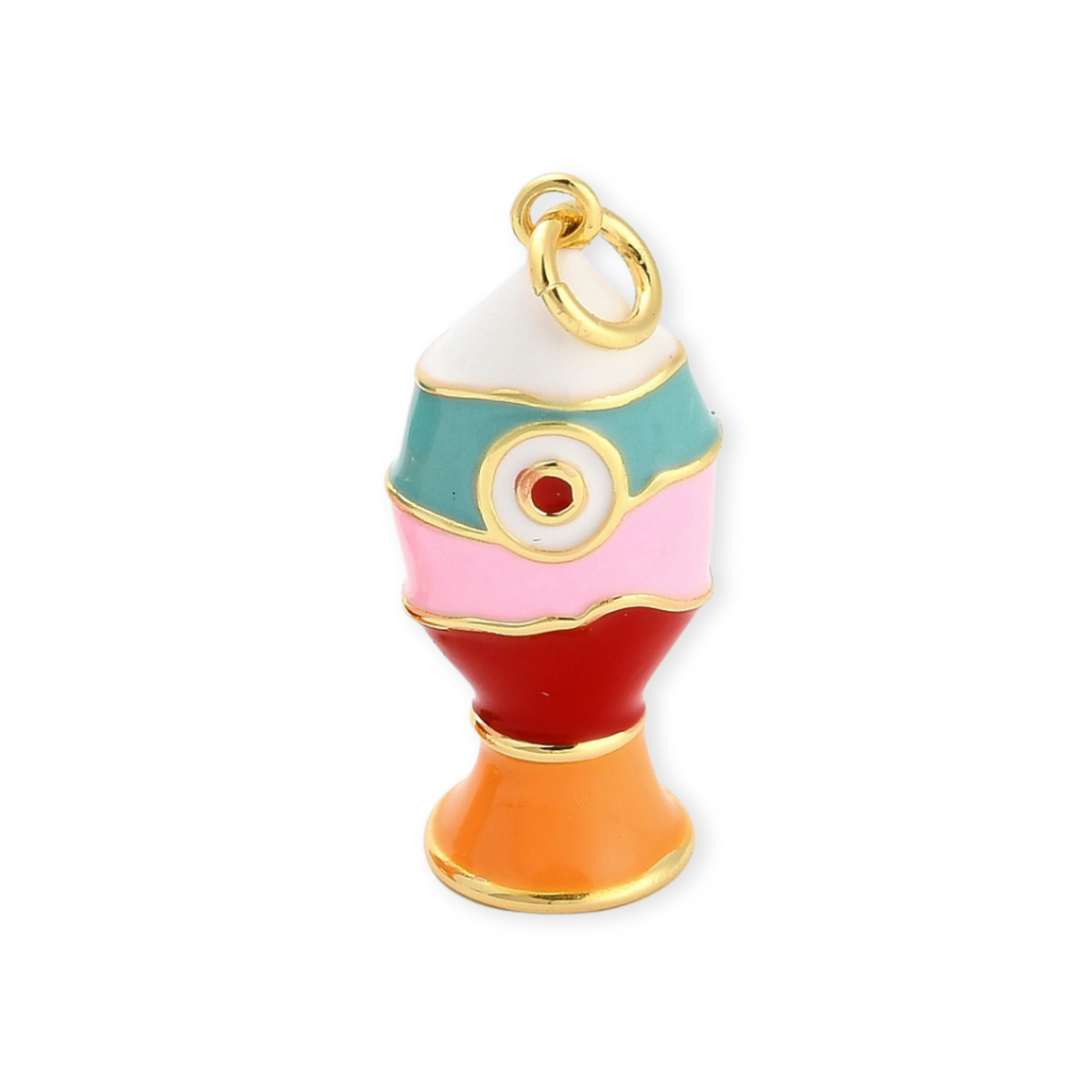 Dije de pez esmaltado de chapa de oro para joyería